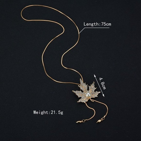 💎 NEW ❤️ Long Maple Leaf Lady Necklace Women Jewelry - Picture 3 of 3